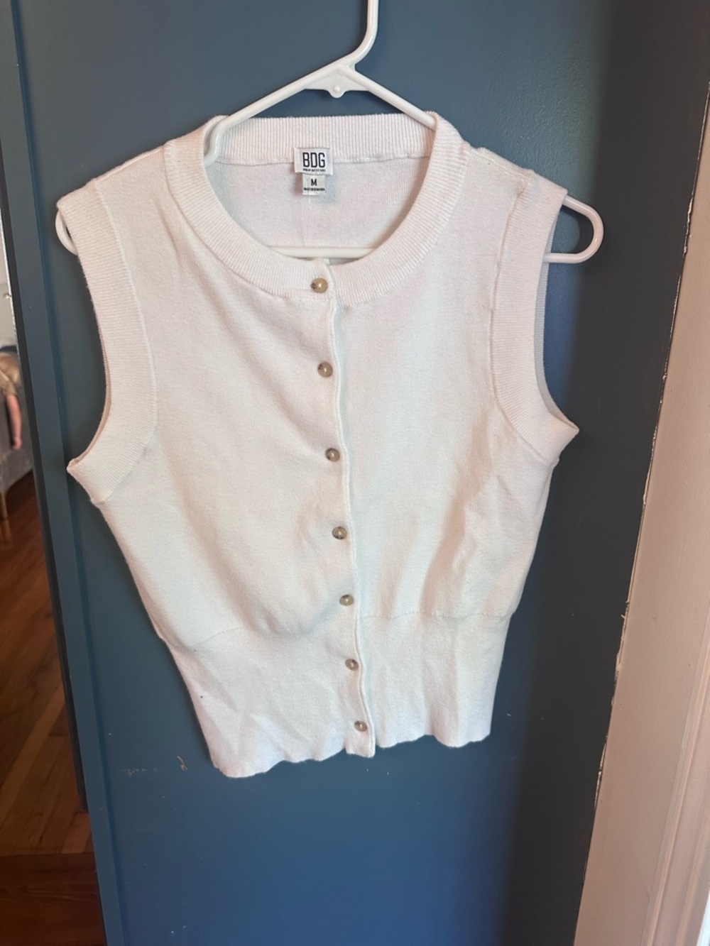BDG White Button-Front Knit Tank